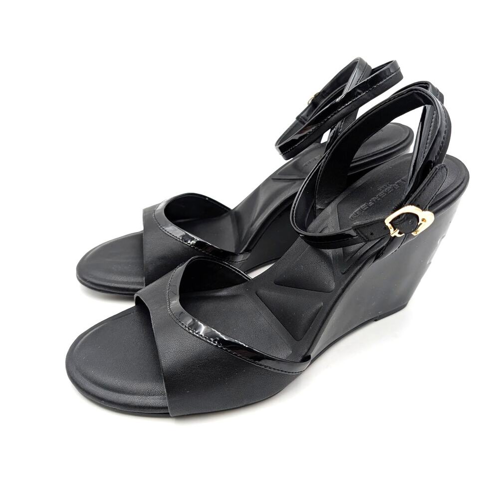 Karl Lagerfeld Paris Kersey Wedge Sandals Women's Black Size US10M EU41B